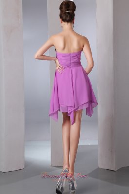 Asymmetrical Lavender Empire Chiffon Cocktail Dama Dresses