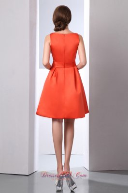 Bateau Orange Red Beading Bridesmaid Dama Dress