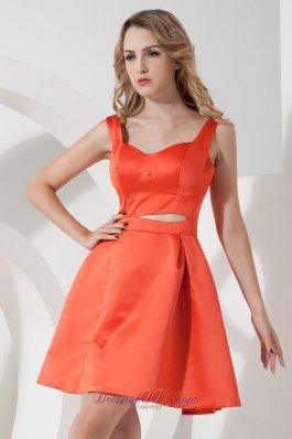 Orange Red A-line Straps Satin Prom Dama Dresses