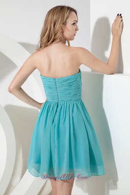 Turquoise A-line Knee-length Chiffon Dama Bridesmaid Dresses