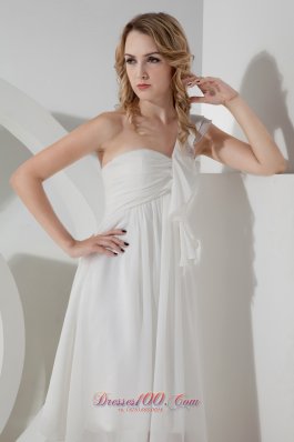 One Shoulder White Empire Knee-length Prom Dama Dresses