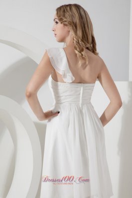 One Shoulder White Empire Knee-length Prom Dama Dresses