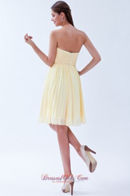 Pleated Light Yellow Empire Bridesmaid Dama Dresses