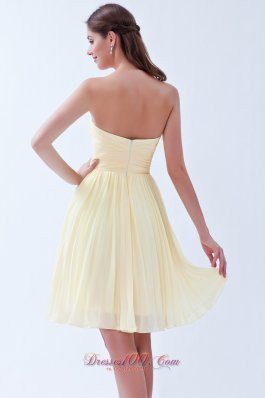 Pleated Light Yellow Empire Bridesmaid Dama Dresses