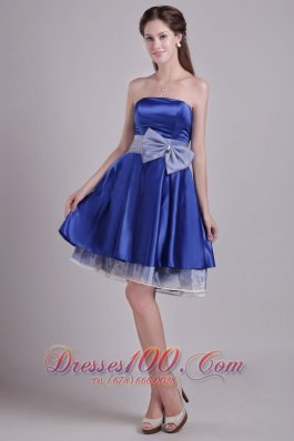 Blue A-line Strapless Short Taffeta Cocktail Dama Dresses