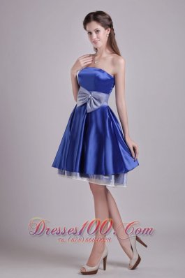 Blue A-line Strapless Short Taffeta Cocktail Dama Dresses