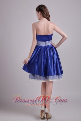 Blue A-line Strapless Short Taffeta Cocktail Dama Dresses