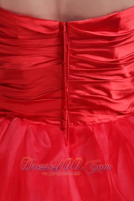 Red A-line Strapless Short Organza Prom Dama Dresses