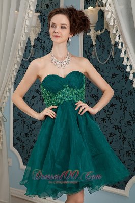 Appliques Dark Green Sweetheart Organza Prom Dama Dress