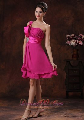 One Shoulder Fuchsia Short Homecoming Dama Dresses