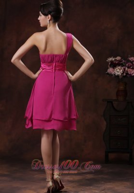 One Shoulder Fuchsia Short Homecoming Dama Dresses