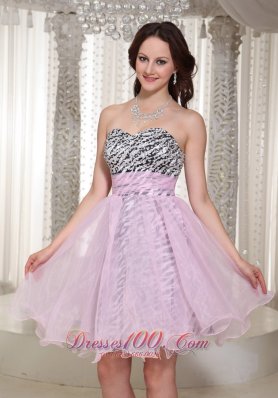 Zebra Pattern Prom Homecoming Short Dress Baby Pink