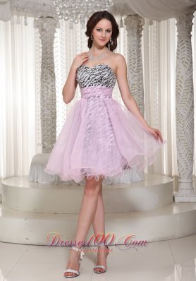 Zebra Pattern Prom Homecoming Short Dress Baby Pink