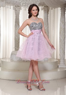 Zebra Pattern Prom Homecoming Short Dress Baby Pink