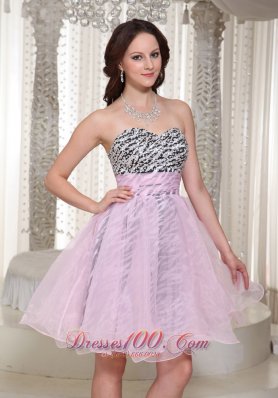 Zebra Pattern Prom Homecoming Short Dress Baby Pink