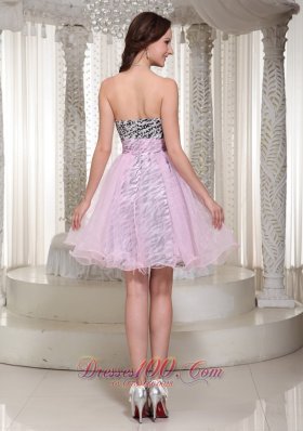 Zebra Pattern Prom Homecoming Short Dress Baby Pink