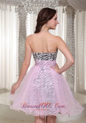 Zebra Pattern Prom Homecoming Short Dress Baby Pink