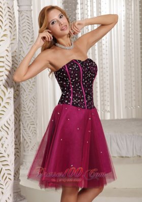 Fuchsia Beaded Cocktail Dress Tulle Corset 2013