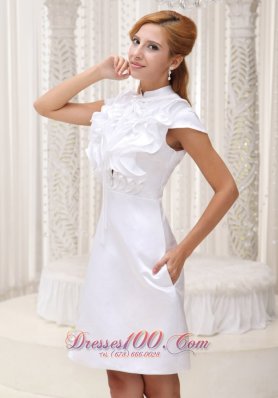 Cap Sleeves High Neck Prom Homecoming Dress Ruffles