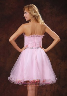 Baby Pink Organza Cocktail Prom Dress Mini Length