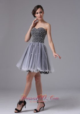 Custom Made Strapless Grey Short Prom Dress Beading