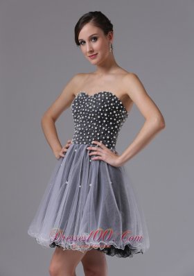 Custom Made Strapless Grey Short Prom Dress Beading