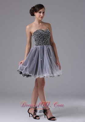 Custom Made Strapless Grey Short Prom Dress Beading