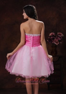 Beaded Multi-color Sweetheart Short Prom Dress Pink