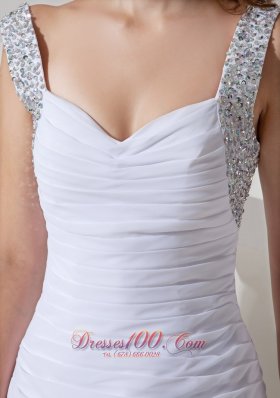 Customize Straps Short Wedding Dress Chiffon Beading