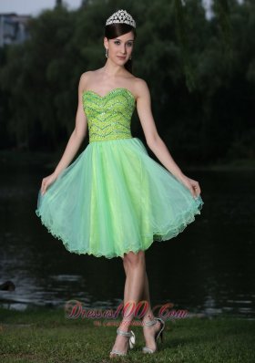 Sweetheart Beaded Bodice Green Cocktail Party Dress