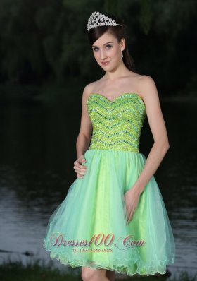 Sweetheart Beaded Bodice Green Cocktail Party Dress