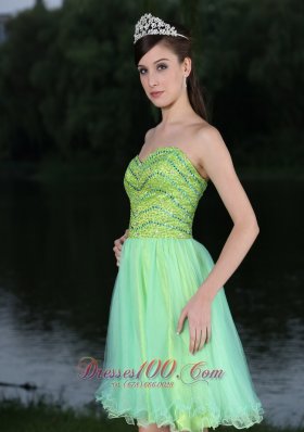 Sweetheart Beaded Bodice Green Cocktail Party Dress