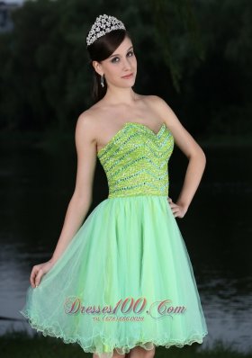 Sweetheart Beaded Bodice Green Cocktail Party Dress