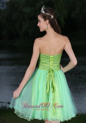 Sweetheart Beaded Bodice Green Cocktail Party Dress