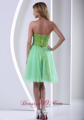 Beaded Yellow Green Sweetheart Knee-length Cocktail Dress