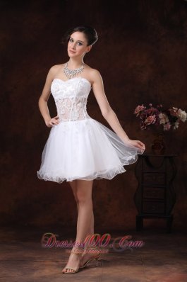 Appliques Sweetheart Mini-length White Cocktail Homecoming Dress