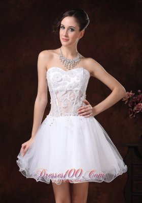 Appliques Sweetheart Mini-length White Cocktail Homecoming Dress