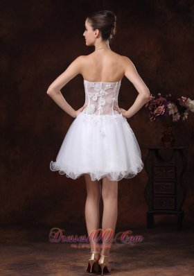 Appliques Sweetheart Mini-length White Cocktail Homecoming Dress