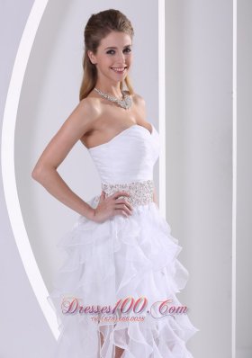 Ruffles White Prom Homecoming Dress with Beading