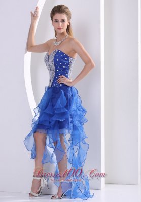 Beaded Royal Blue Homecoming Dress With Ruffles