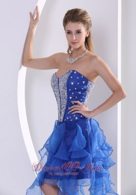 Beaded Royal Blue Homecoming Dress With Ruffles