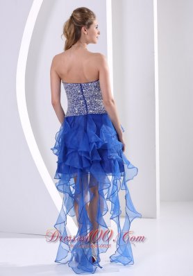 Beaded Royal Blue Homecoming Dress With Ruffles