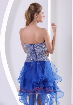 Beaded Royal Blue Homecoming Dress With Ruffles