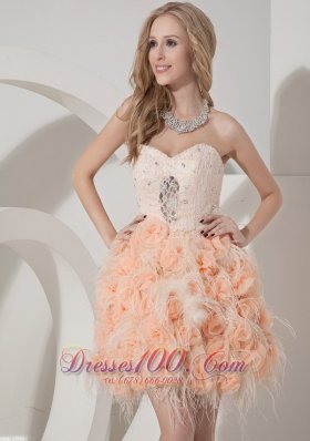 Pink Lace Beading Prom Holiday Dress Hand Made Flowers