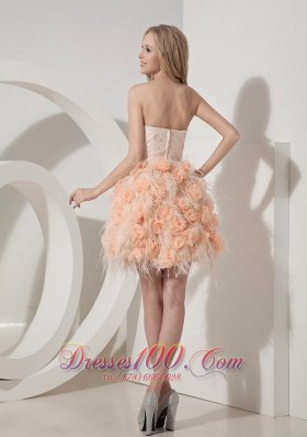 Pink Lace Beading Prom Holiday Dress Hand Made Flowers