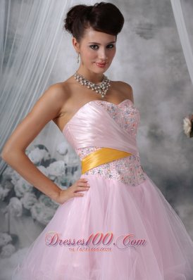 Beaded Baby Pink Mini-length Homecoming Dress