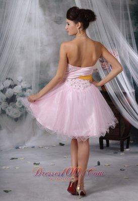 Beaded Baby Pink Mini-length Homecoming Dress