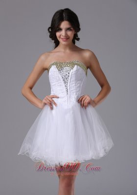 Strapless Prom Dress With Beading White