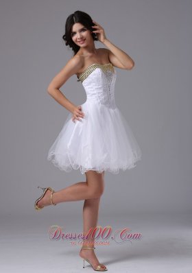 Strapless Prom Dress With Beading White