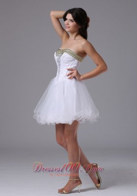 Strapless Prom Dress With Beading White